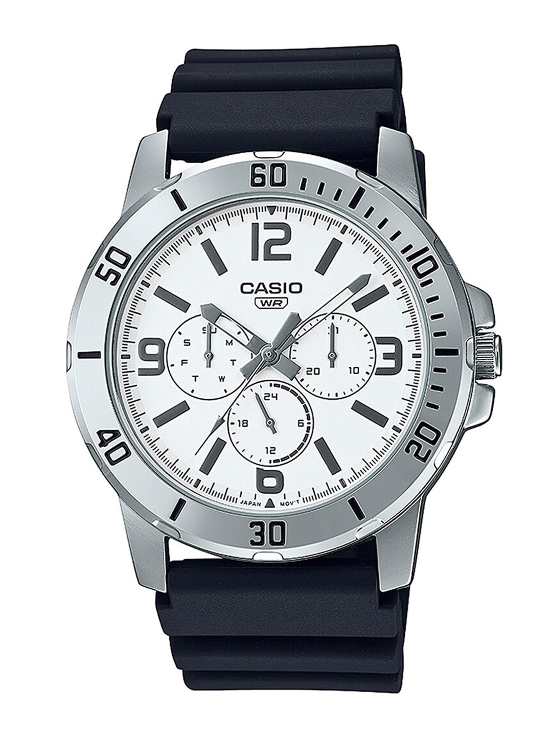 

CASIO Enticer Men White Stainless Steel Dial & Black Straps Analogue Watch A2146