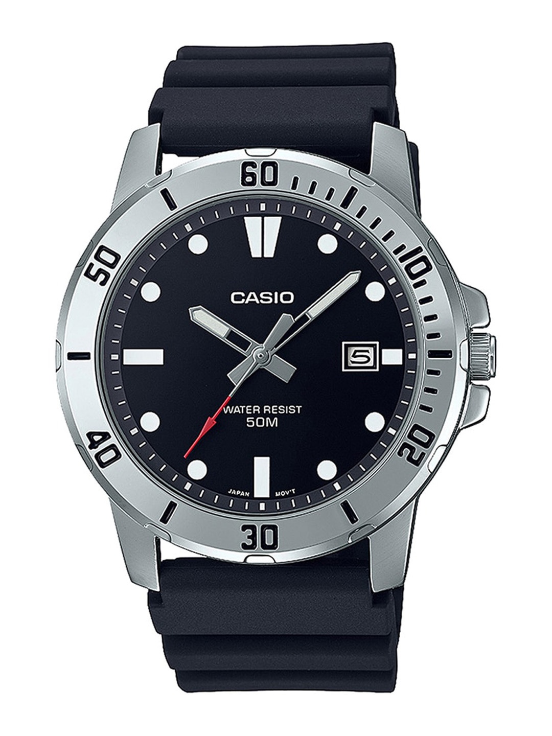 

CASIO Men Black Dial & Navy Blue Textured Strap Analogue Watch A2139