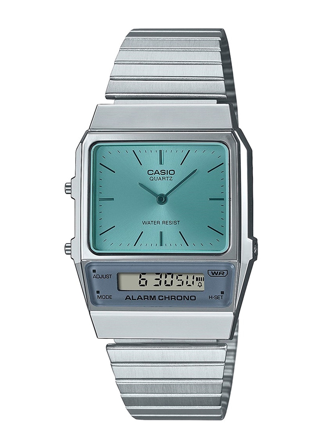

CASIO Vintage Stainless Steel Bracelet Strap Analogue Chronograph Watch D303 AQ-800EC-2ADF, Blue