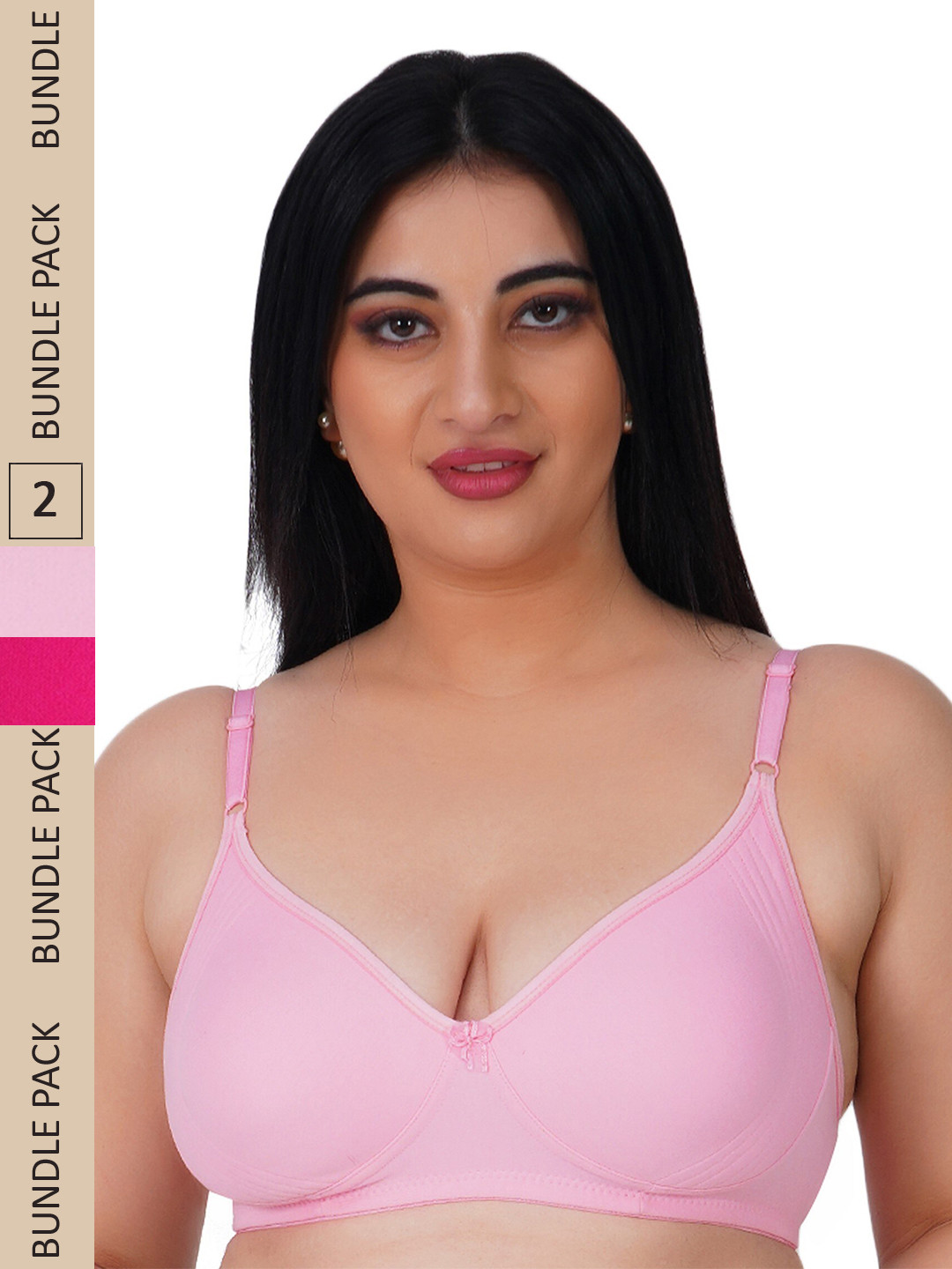 

LADYLAND Pack Of 2 Assorted Seamless Non Wired Full coverage Side Support C-Cup Bra
