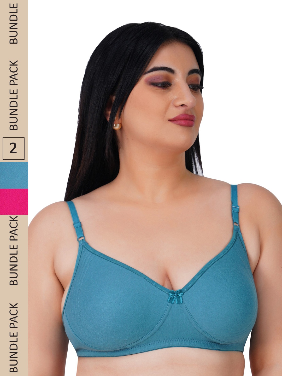 

LADYLAND Pack Of 2 Assorted Seamless Non Wired Full coverage Side Support C-Cup Bra
