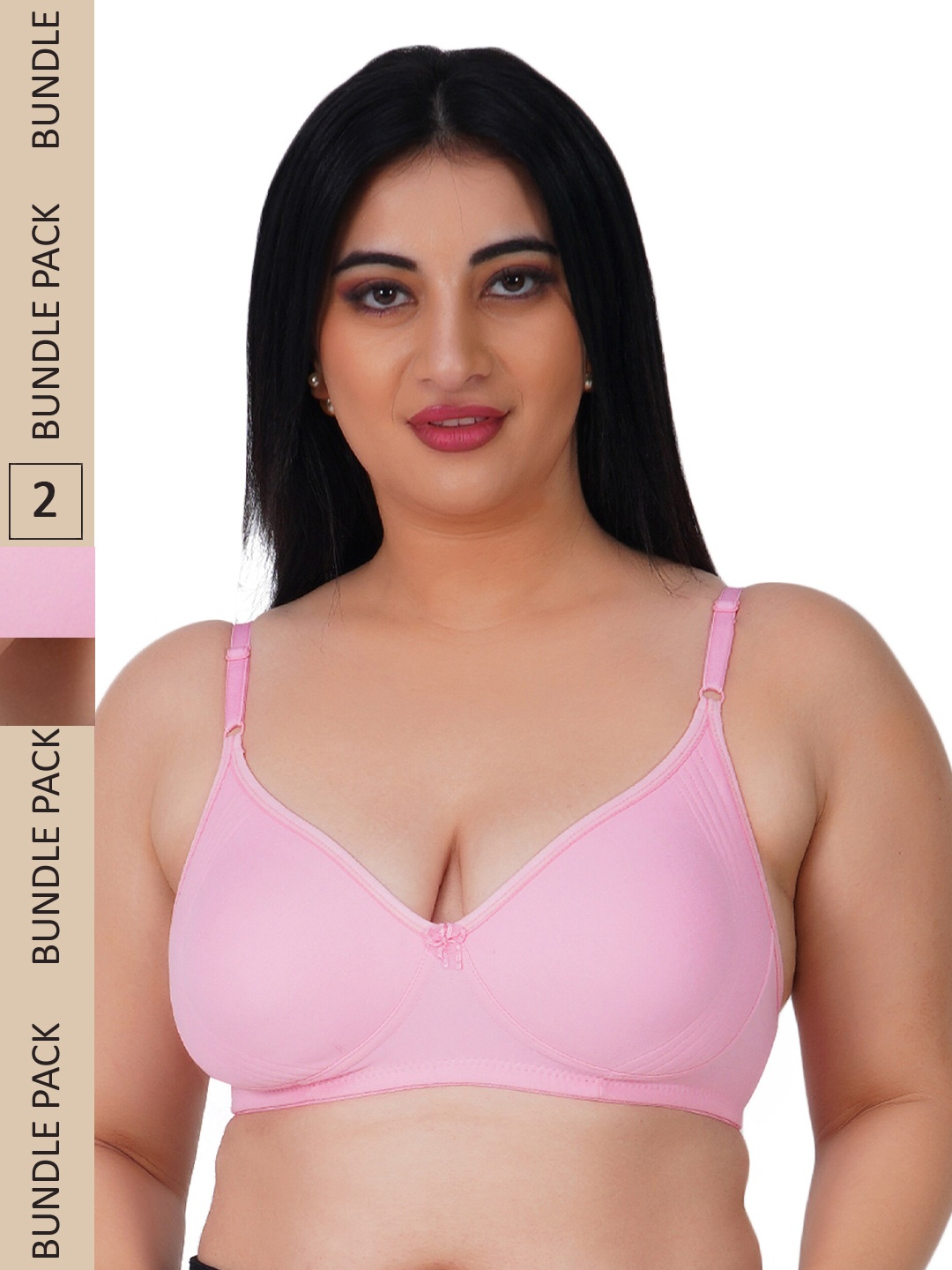 

LADYLAND Pack Of 2 Assorted Seamless Non Wired Full coverage Side Support C-Cup Bra