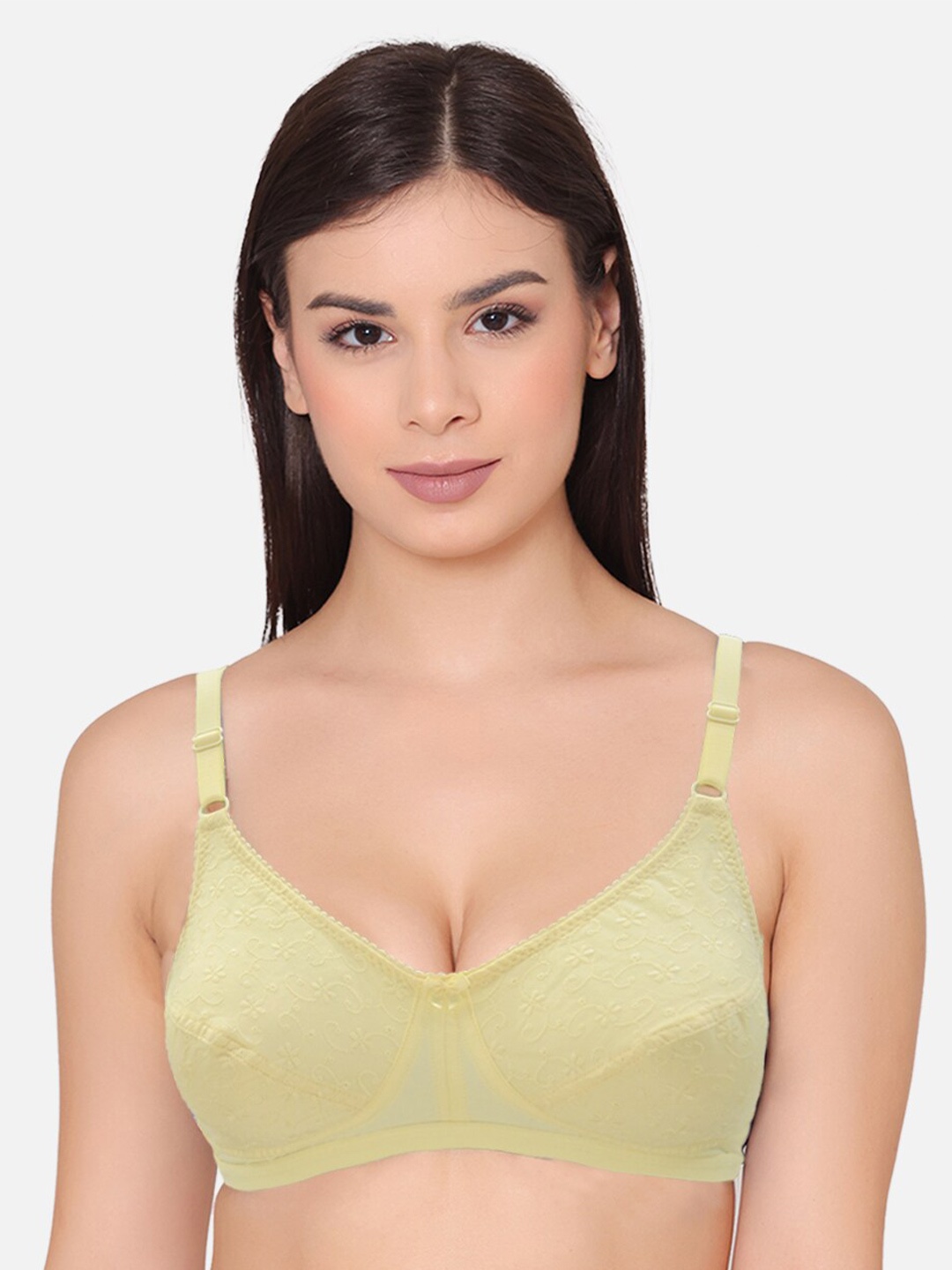 

GROVERSONS Paris Beauty Floral Full Coverage Chikankari Cotton Bra, Beige