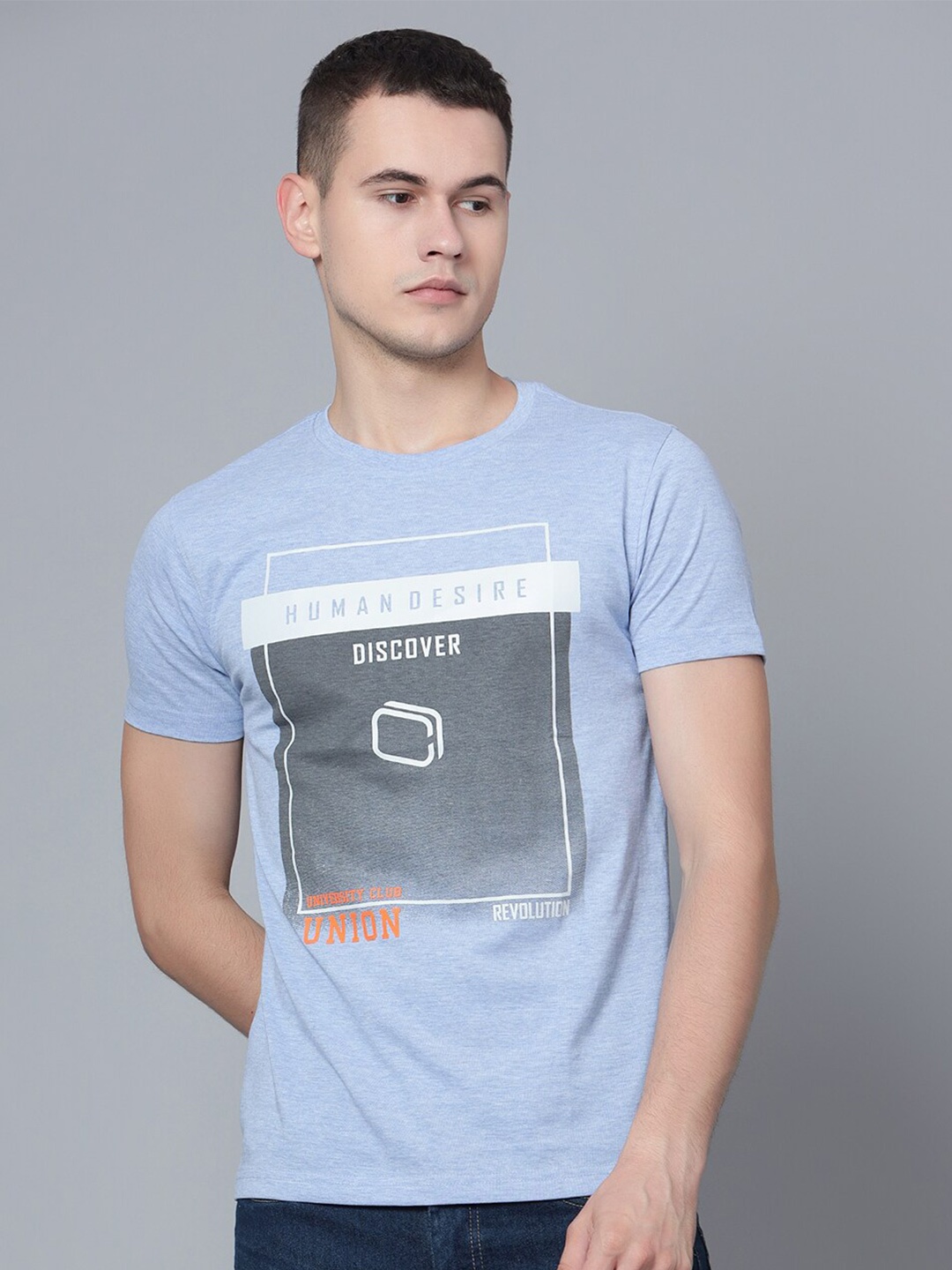 

Cantabil Typography Printed T-shirt, Blue