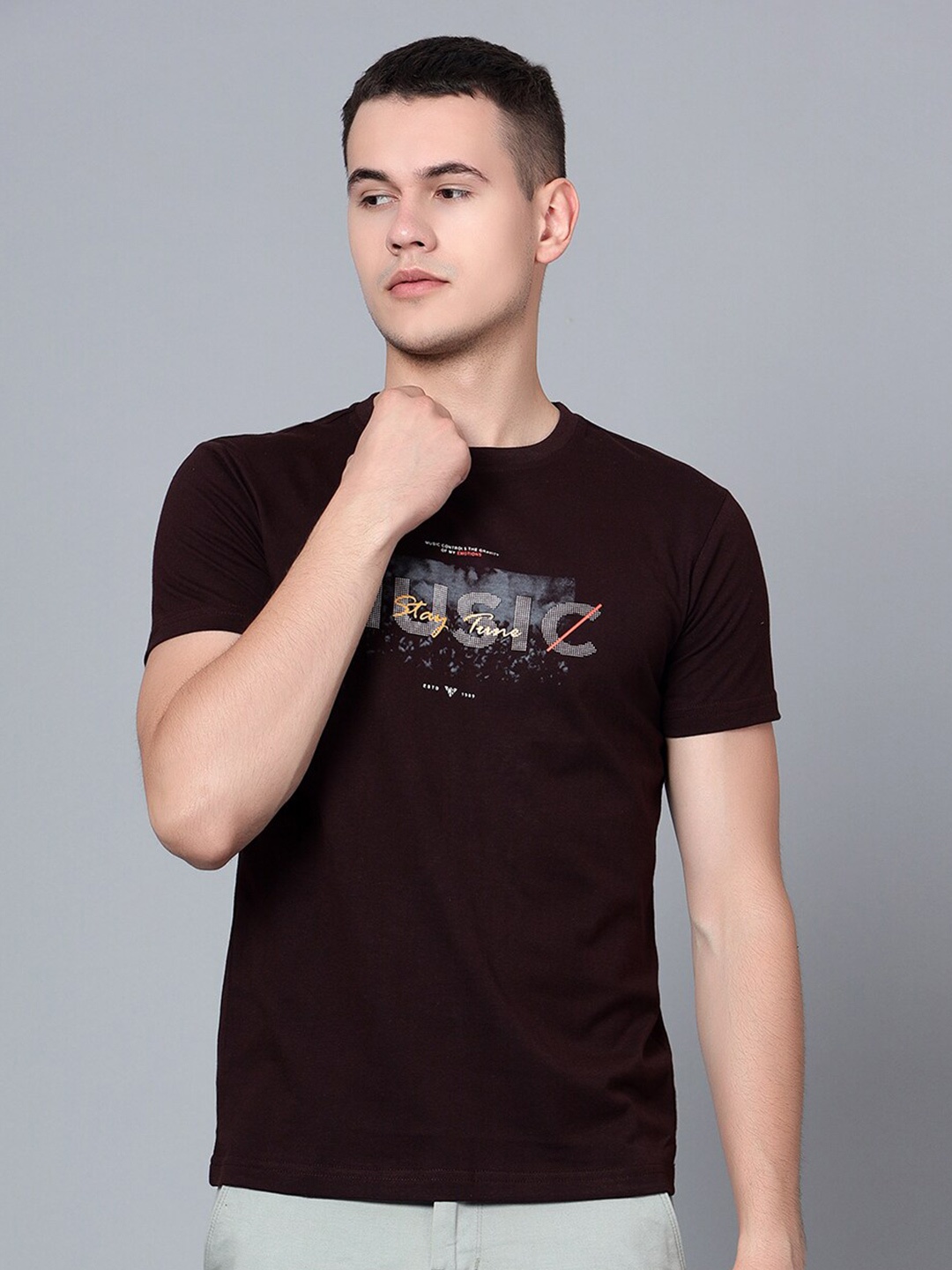 

Cantabil Typography Printed T-shirt, Maroon
