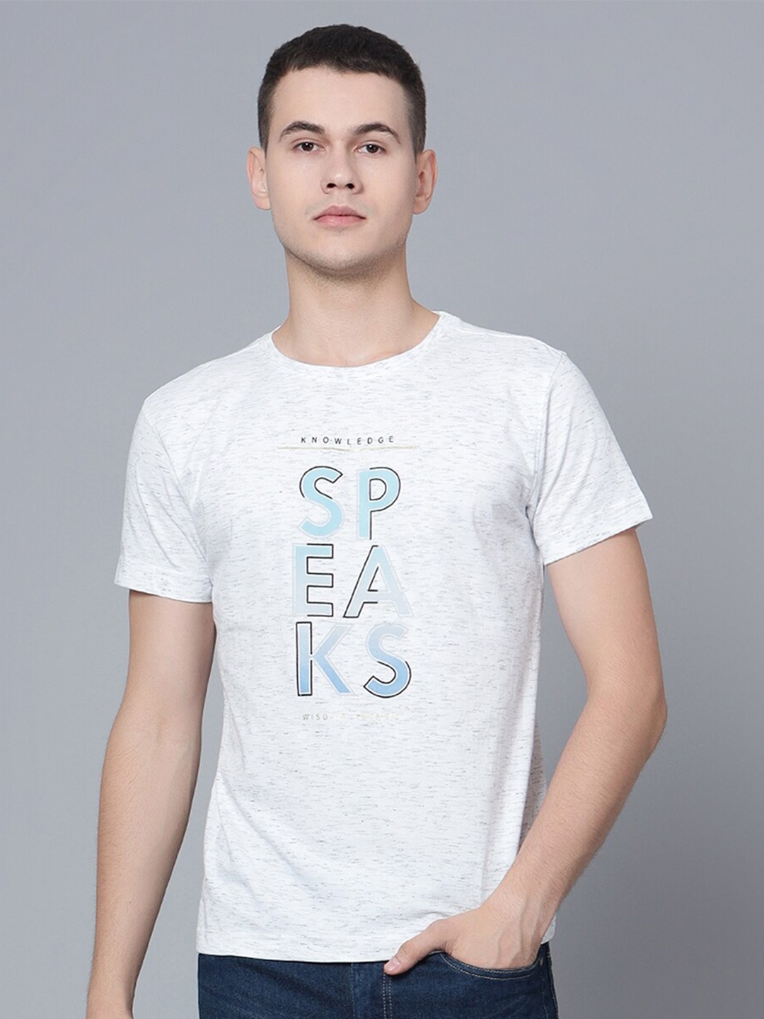 

Cantabil Typography Printed T-shirt, Grey