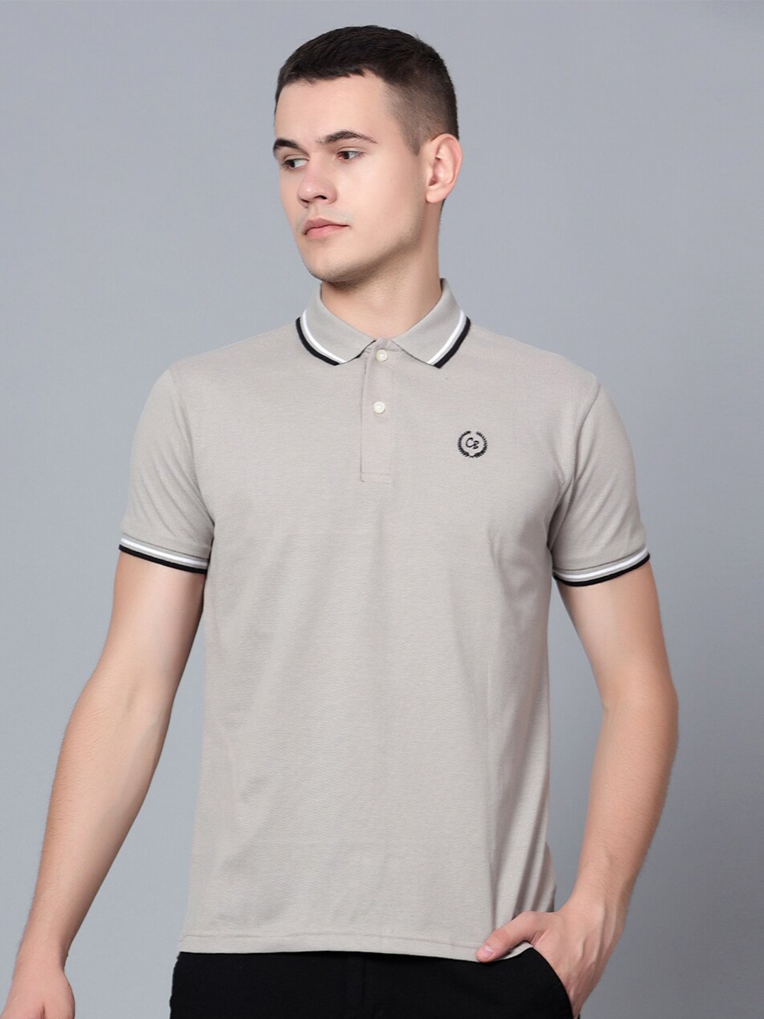 

Cantabil Half Sleeve Cotton Polo T-shirt, Grey