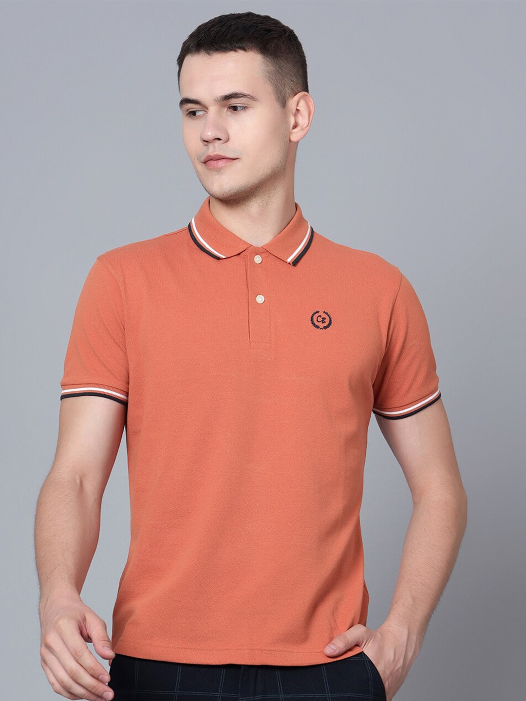 

Cantabil Half Sleeve Cotton Polo T-shirt, Brown