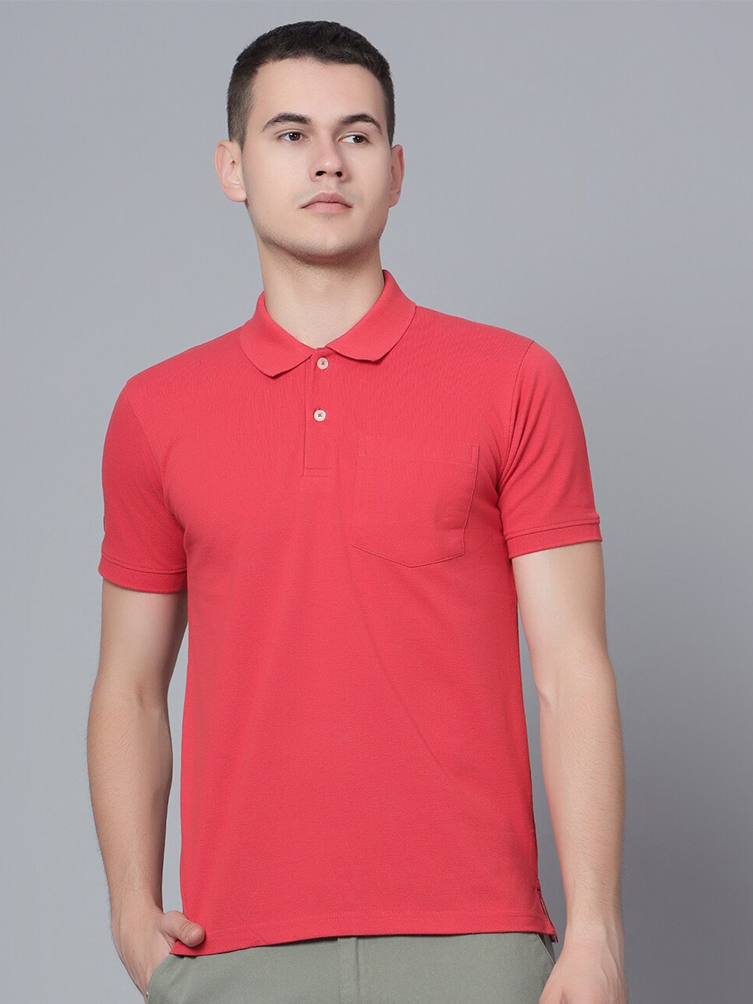 

Cantabil Half Sleeve Cotton Polo T-shirt, Coral