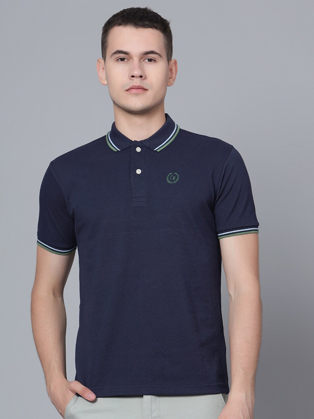

Cantabil Half Sleeve Cotton Polo T-shirt, Blue