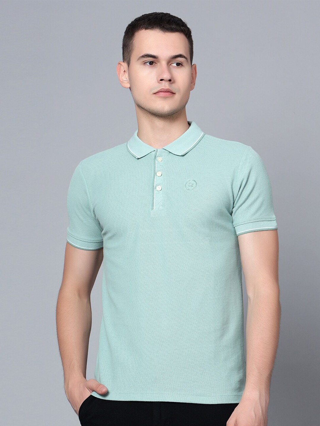 

Cantabil Half Sleeve Cotton Polo T-shirt, Green
