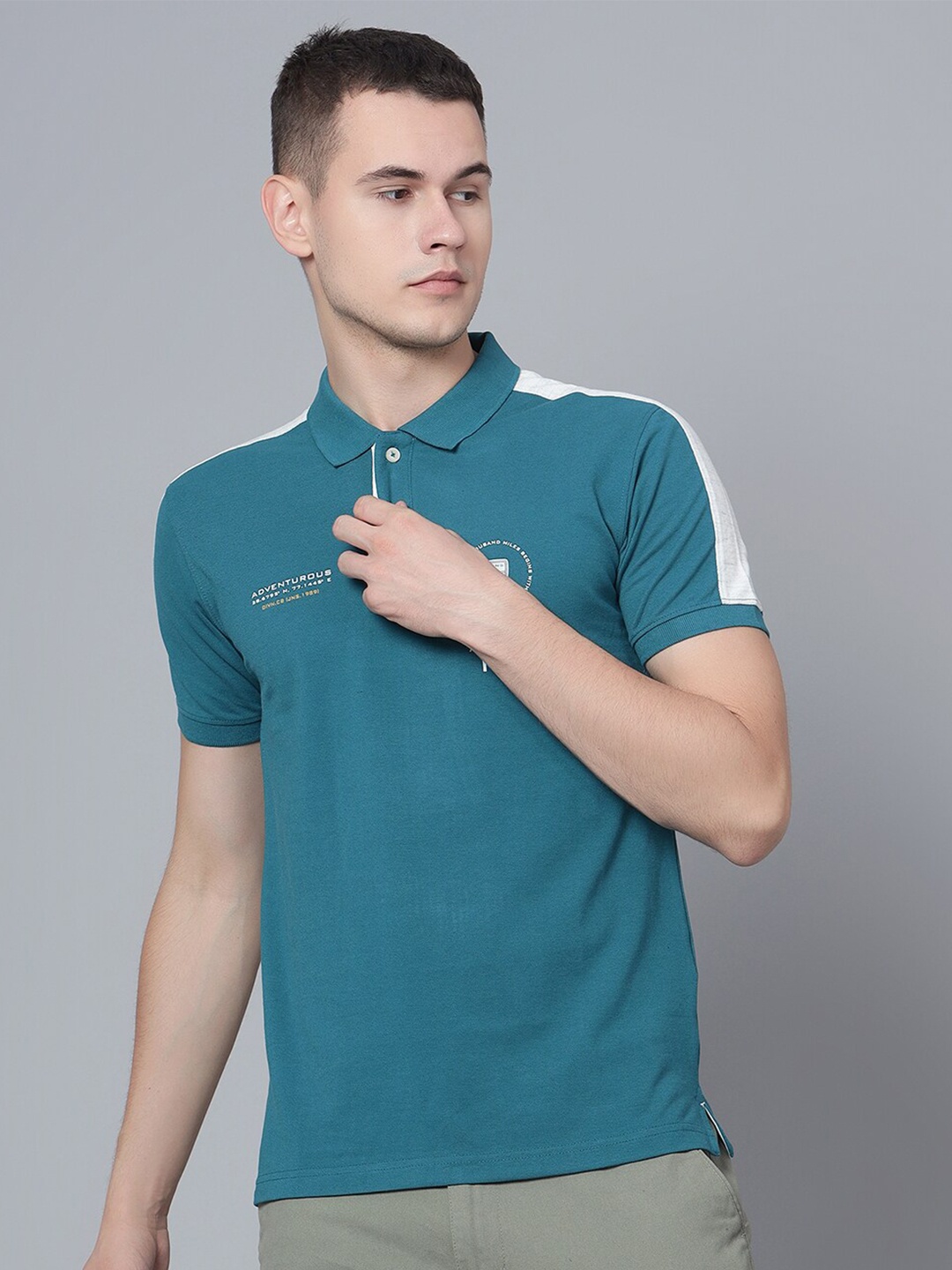 

Cantabil Half Sleeve Cotton Polo T-shirt, Teal