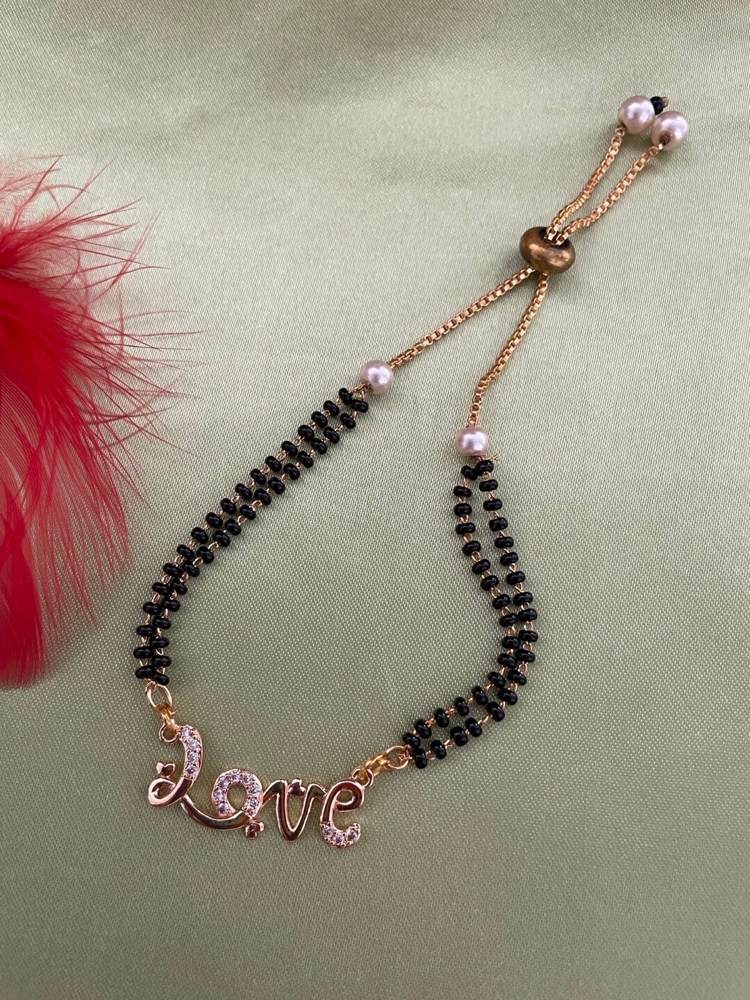 

Digital Dress Room Women Gold-Plated Beaded Charm Bracelet