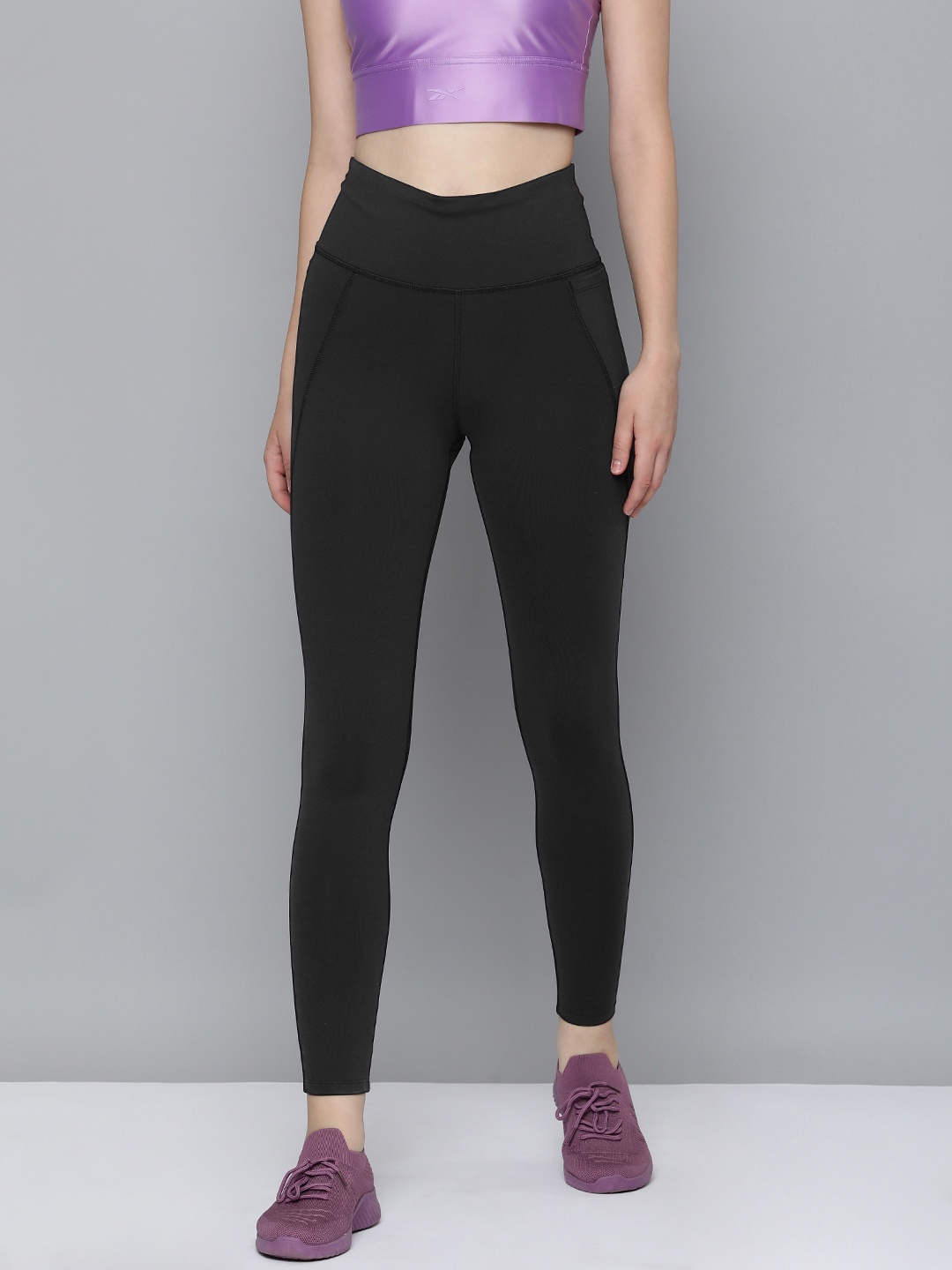 

Reebok Brand Logo Printed Sports Tights, Black