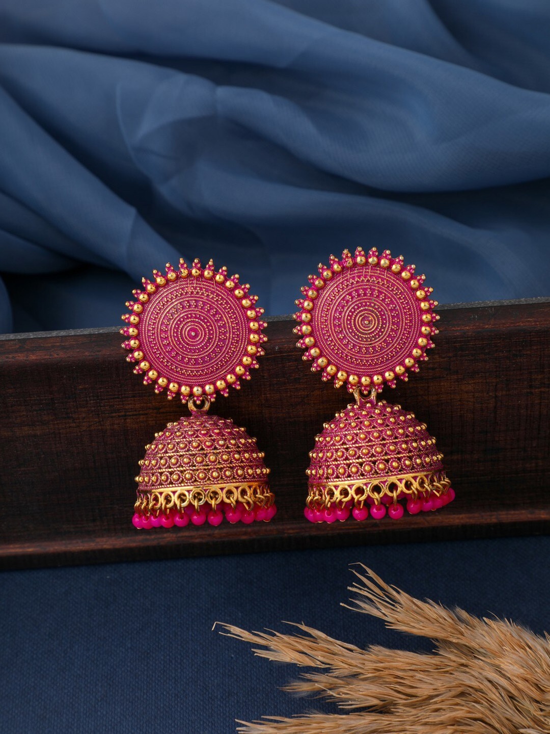 

Vita Bella Gold-Plated Dome Shaped Jhumkas Earrings