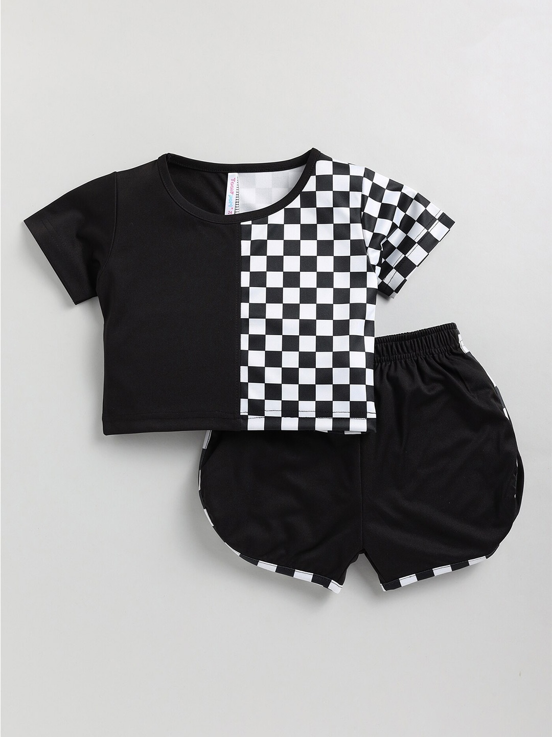 

Toonyport Girls Checked Top With Shorts, Black