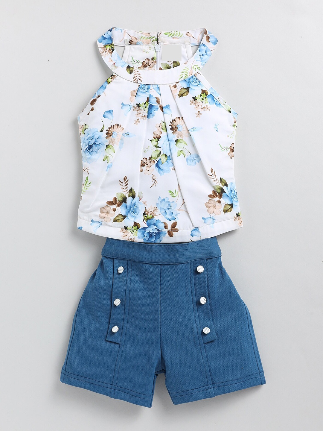 

Toonyport Girls Printed Top With Shorts, White