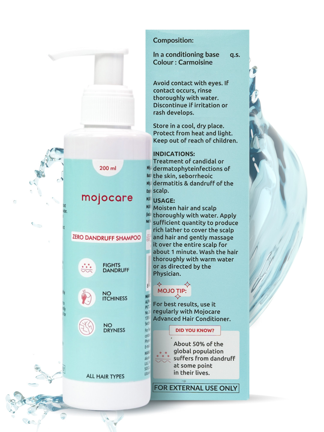 

Mojocare Zinc Pyrithone Zero Dandruff Shampoo - 200ml, Blue