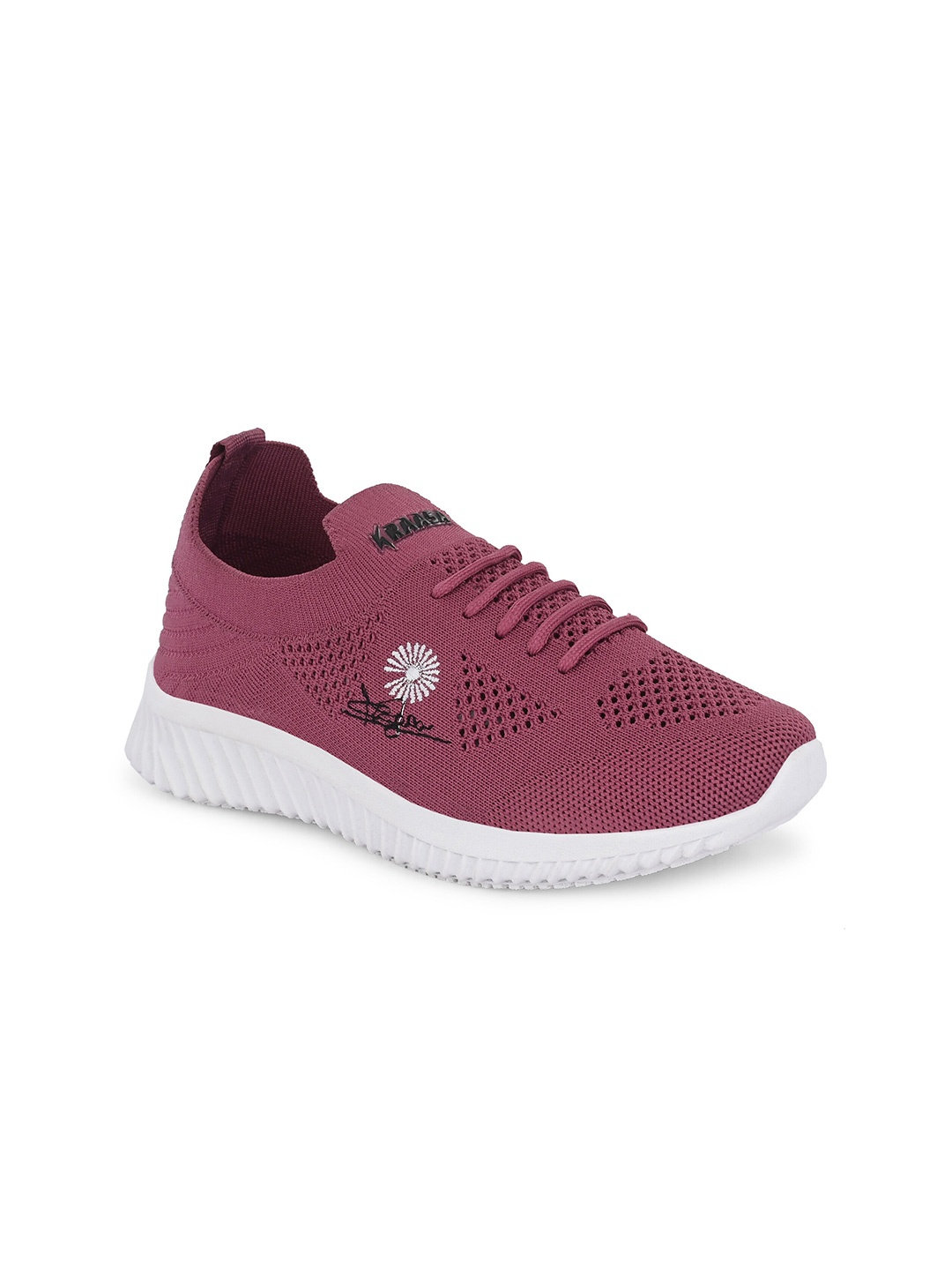 

KRAASA Women Lace-Ups Non-Marking Running Sports Shoes, Pink