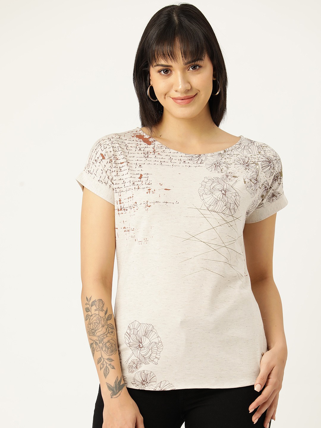

Monte Carlo Printed Extended Sleeves T-shirt, Beige