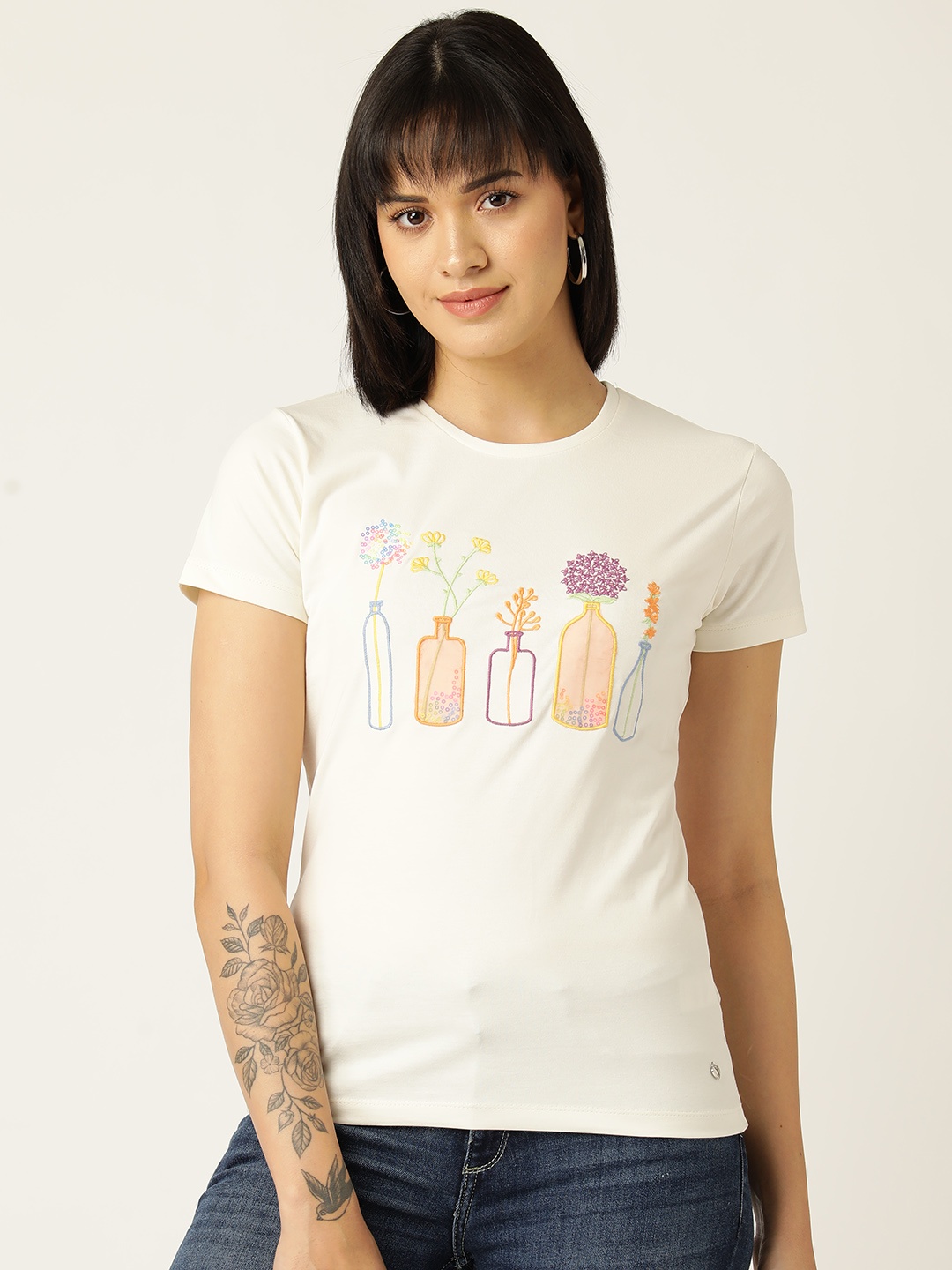 

Monte Carlo Embroidered T-shirt, Off white