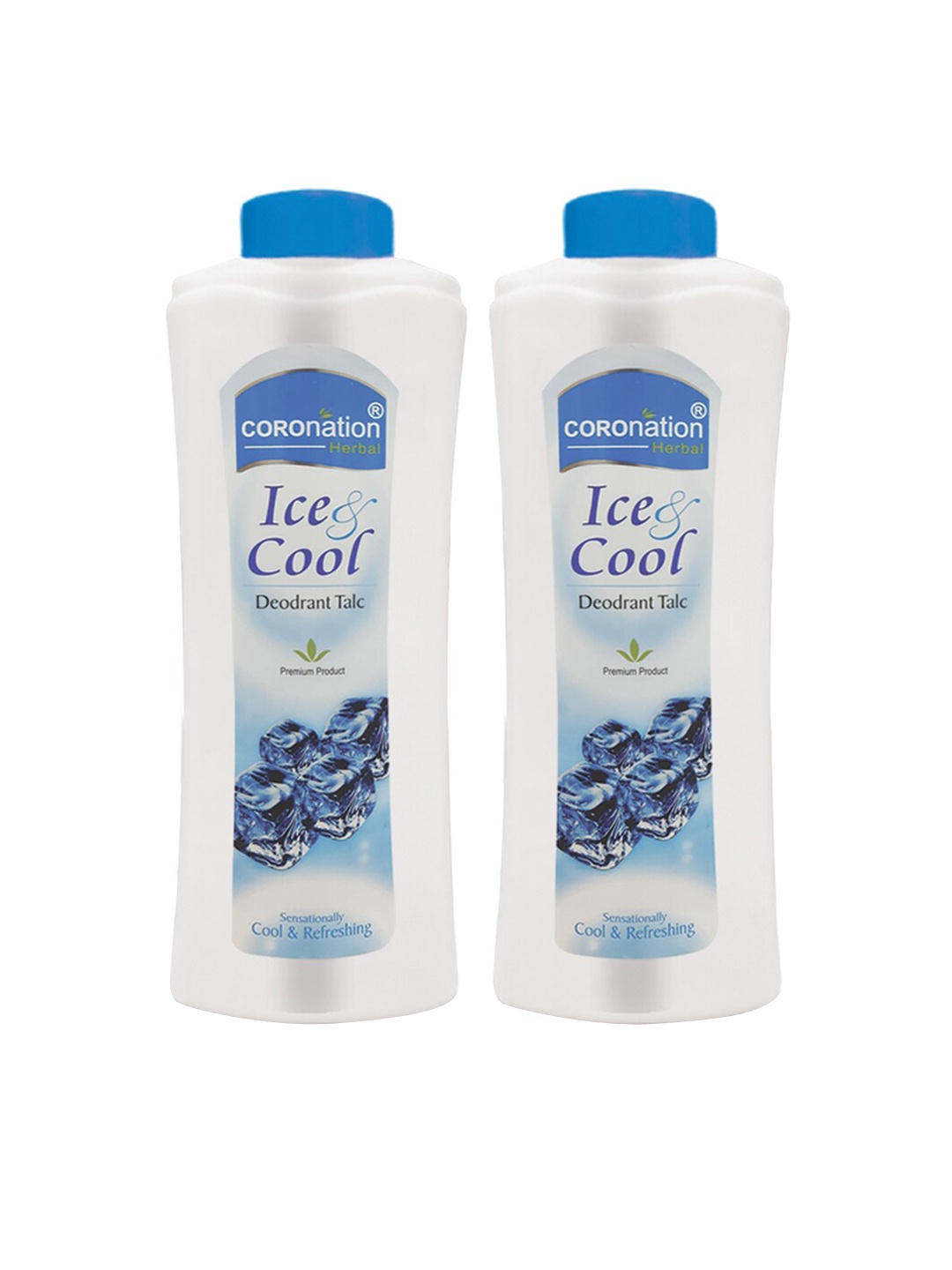 

COROnation Herbal Set Of 2 Ice & Cool Refreshing Deodorant Talc Powders - 300g Each, Blue
