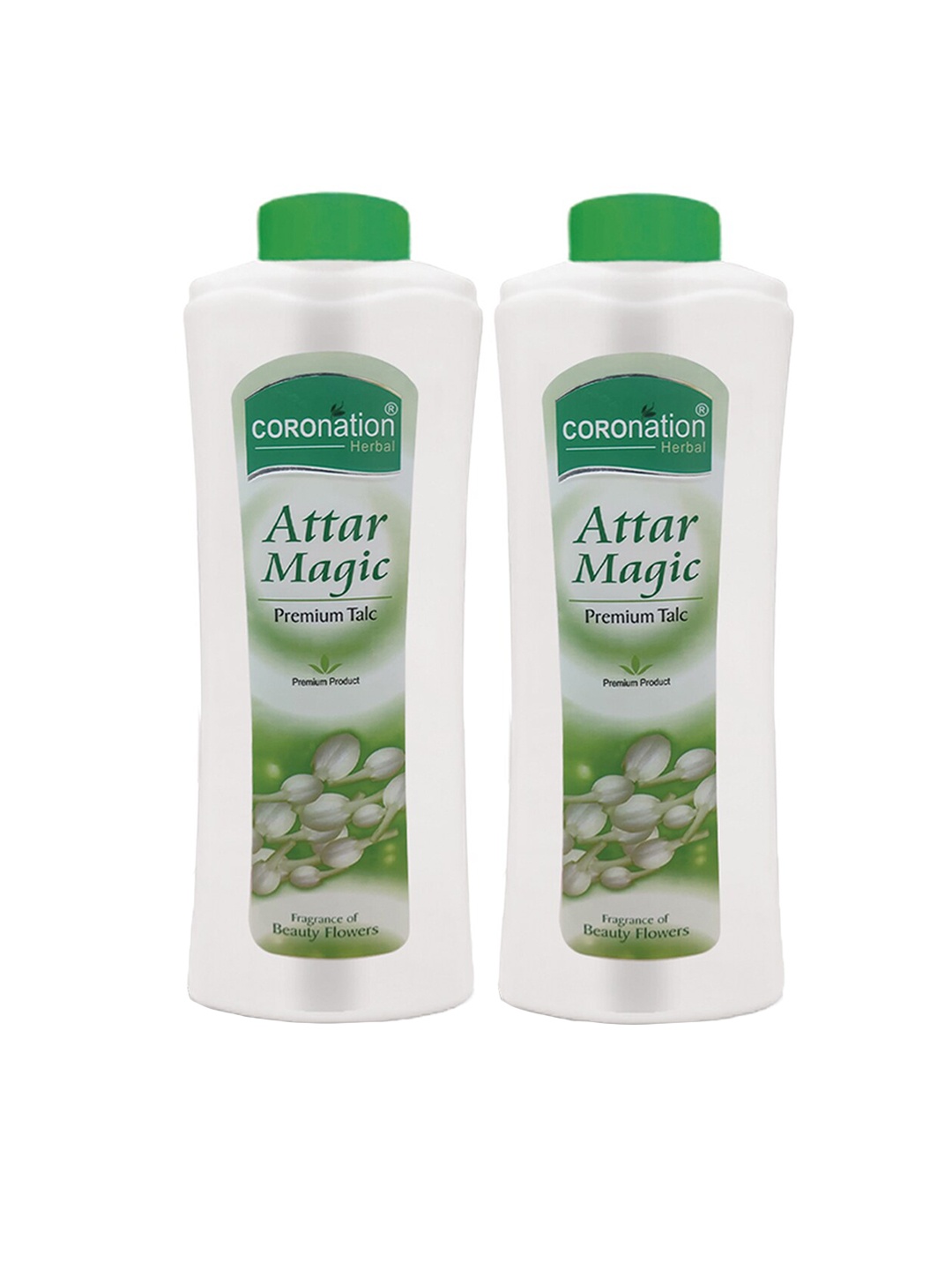 

COROnation Herbal Set Of 2 Attar Magic Premium Talc Powders - 300g Each, Green
