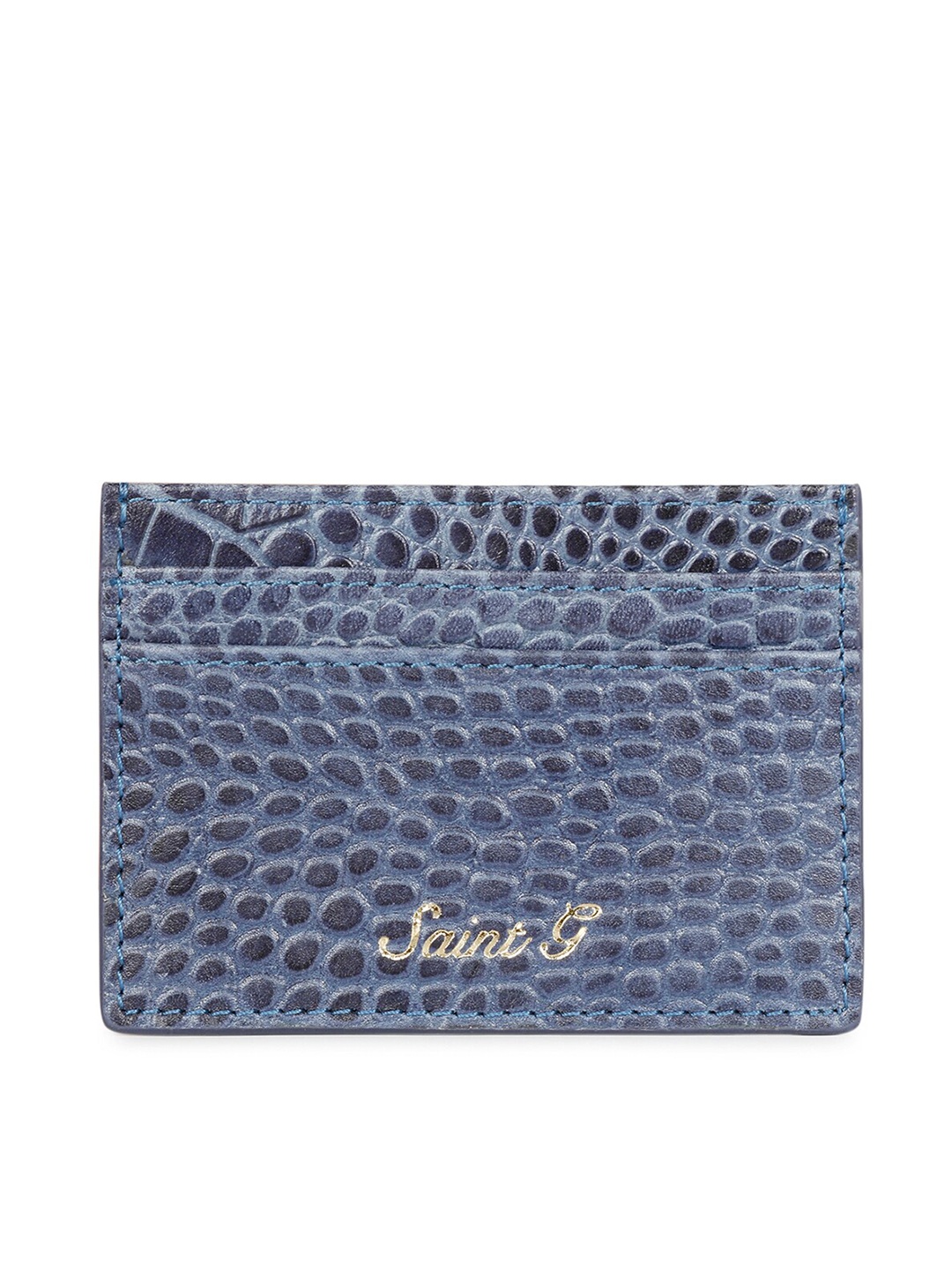 

Saint G Men Textured Leather Card Holder, Blue