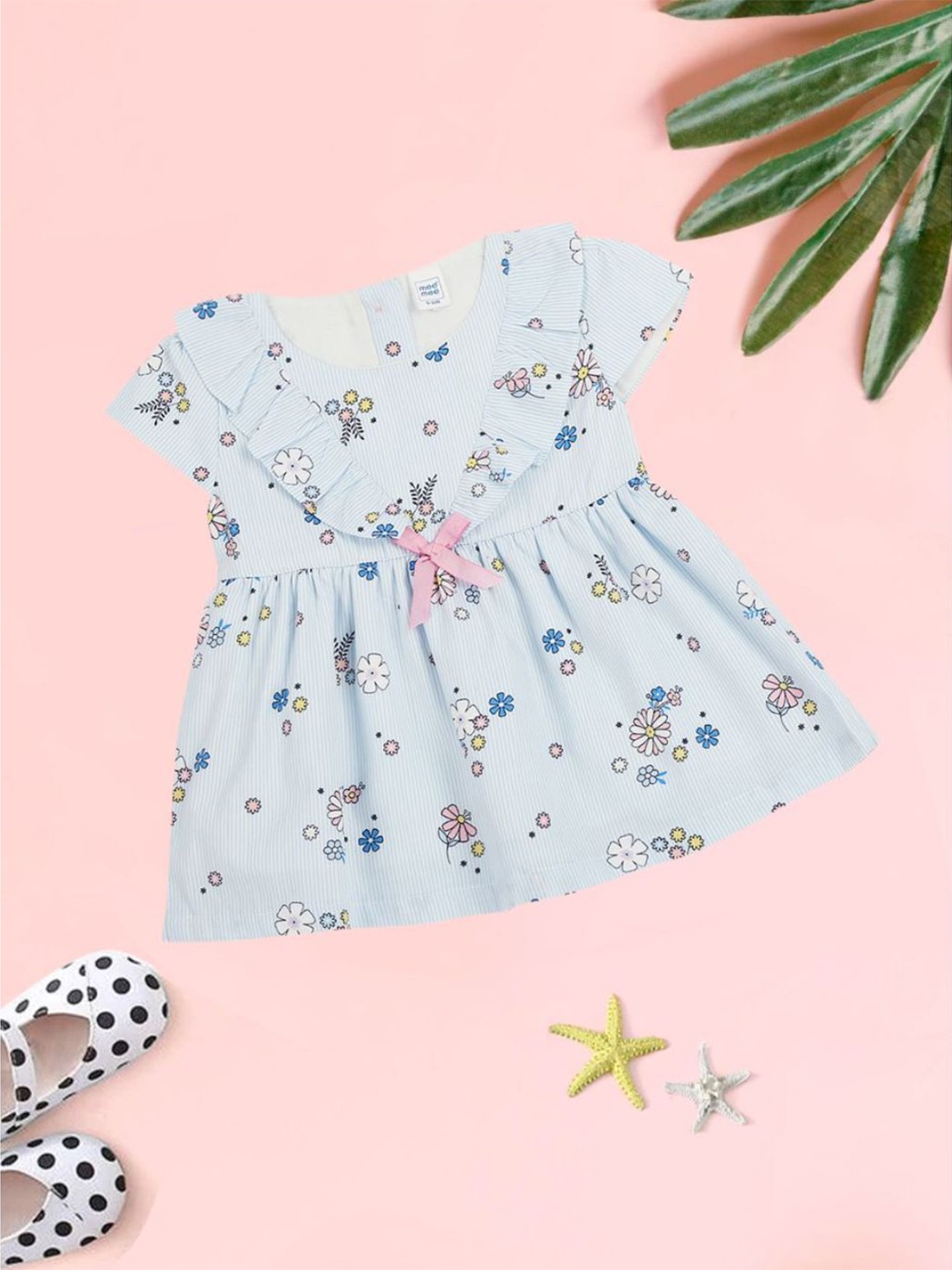 

MeeMee Infants Floral Printed Cotton Fit & Flare Dress, Blue