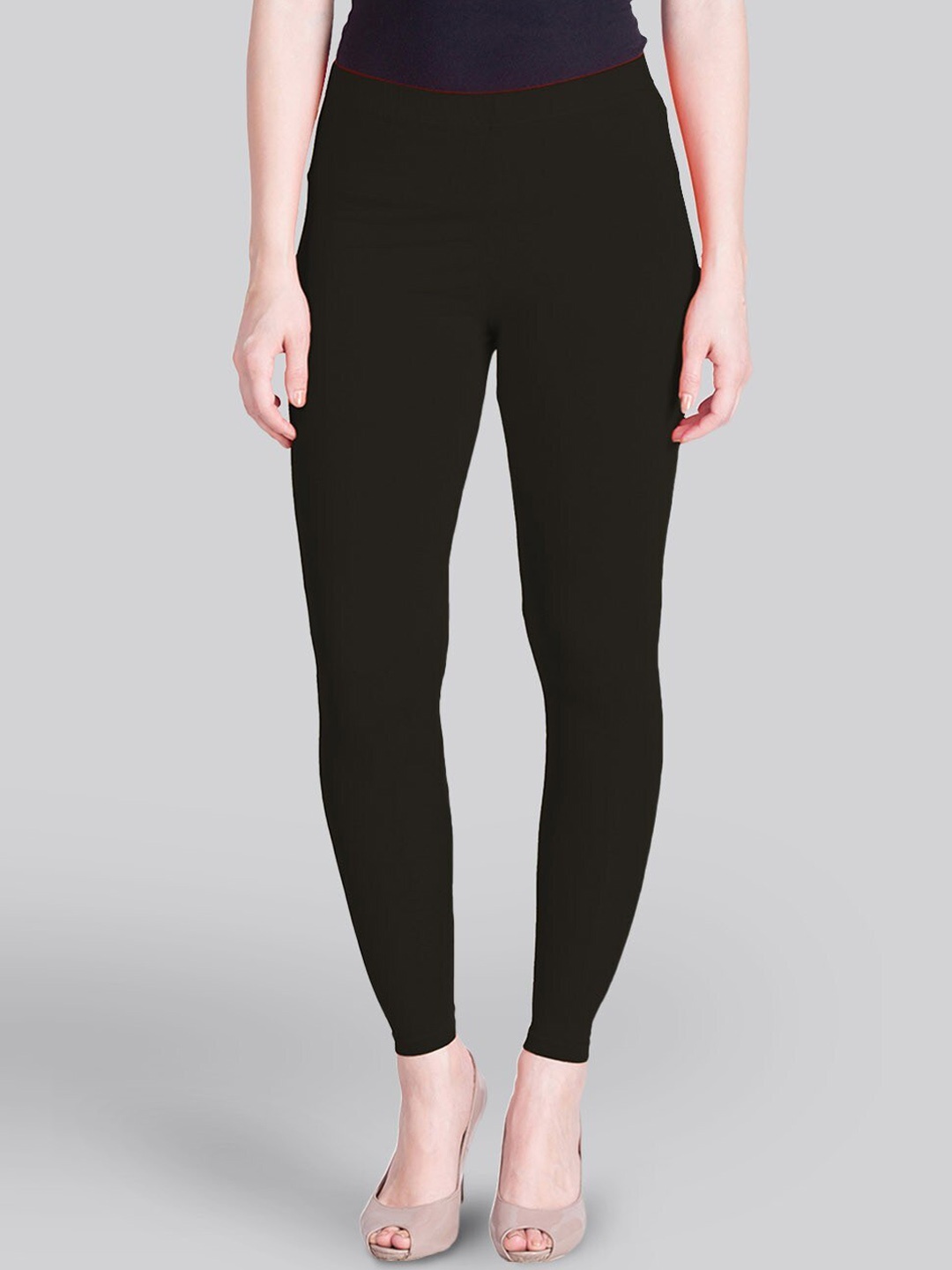 

LYRA Women Mid Rise Cotton Ankle Length Leggings, Black