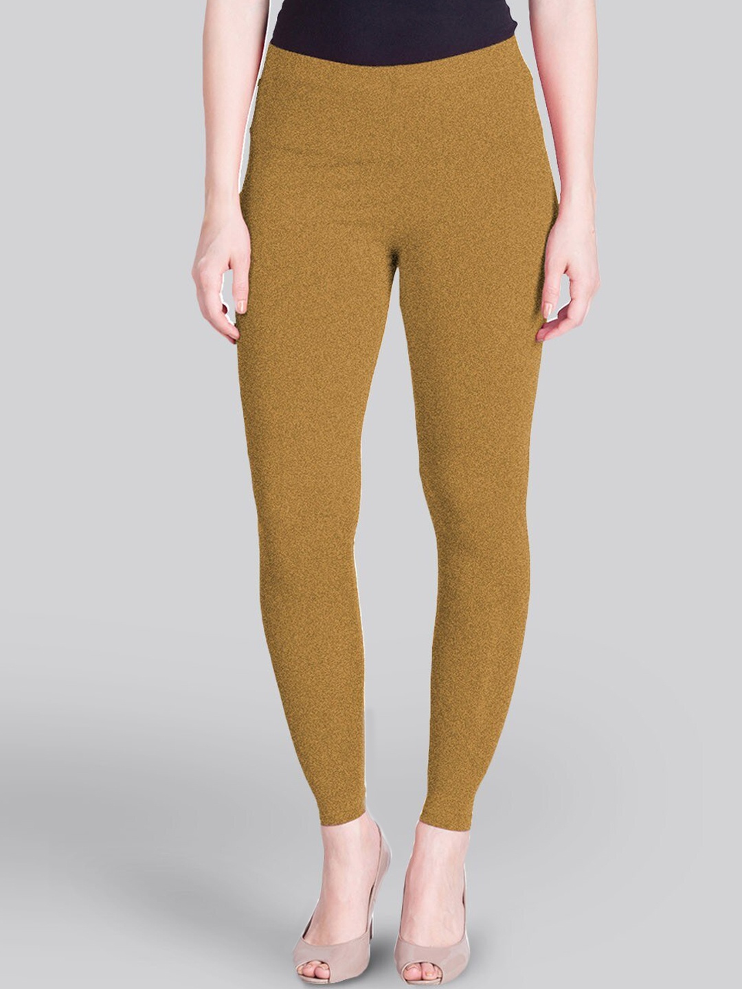 

LYRA Women Mid Rise Cotton Ankle Length Leggings, Gold