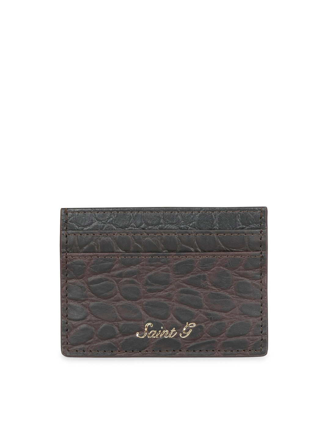 

Saint G Men Textured Leather Card Holder, Coffee brown