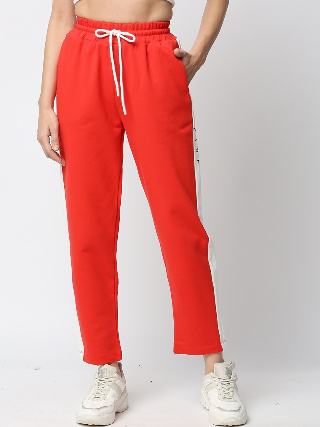 

VALEN CLUB Women Cotton Track Pants, Red