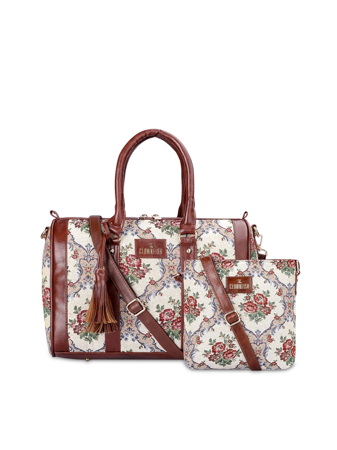 

THE CLOWNFISH Floral Printed Leather Sling Bag & Handbag, Magenta