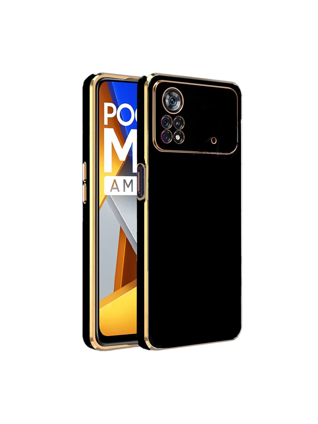 

Karwan Electroplated Poco M4 Pro Phone Back Case, Black