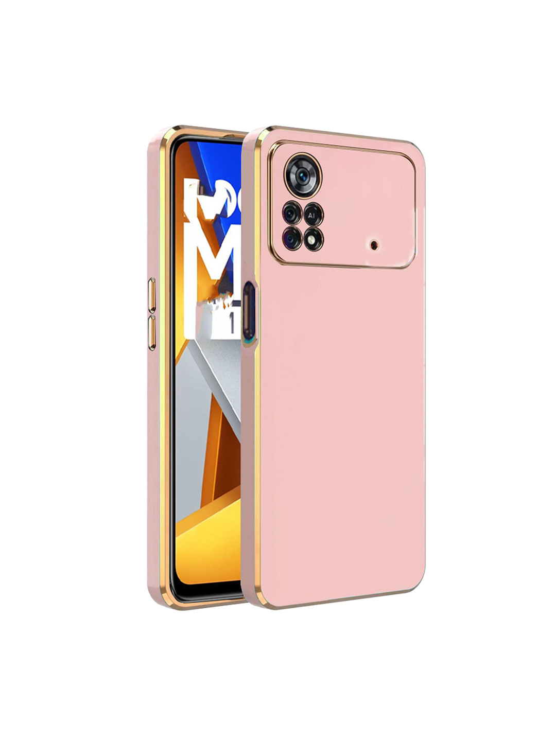 

Karwan Electroplated Poco M4 Pro Phone Back Case, Pink
