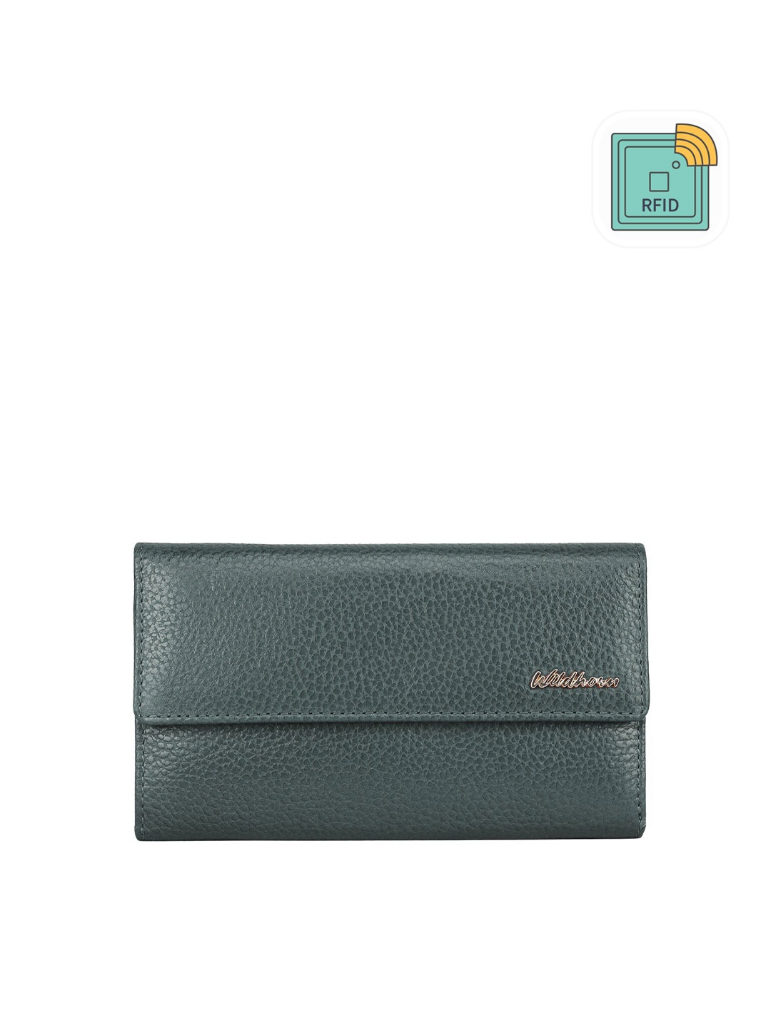 

WildHorn Women Textured Leather RFID Envelope, Green