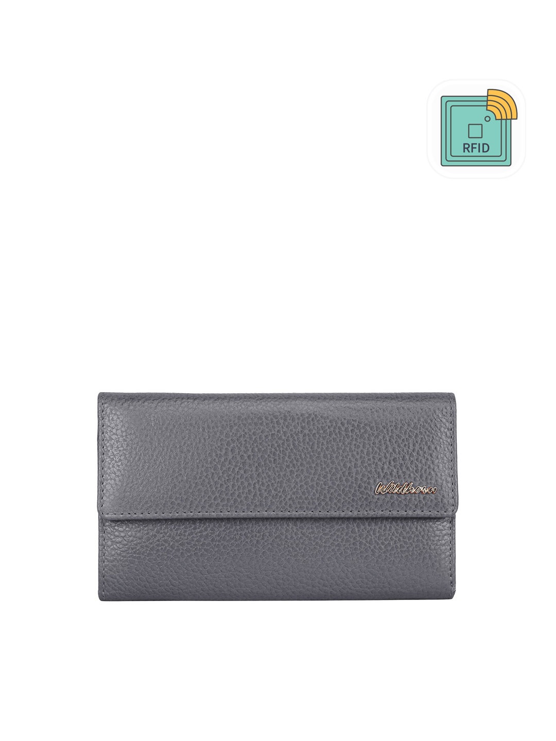 

WildHorn Women Textured Leather RFID Envelope, Grey