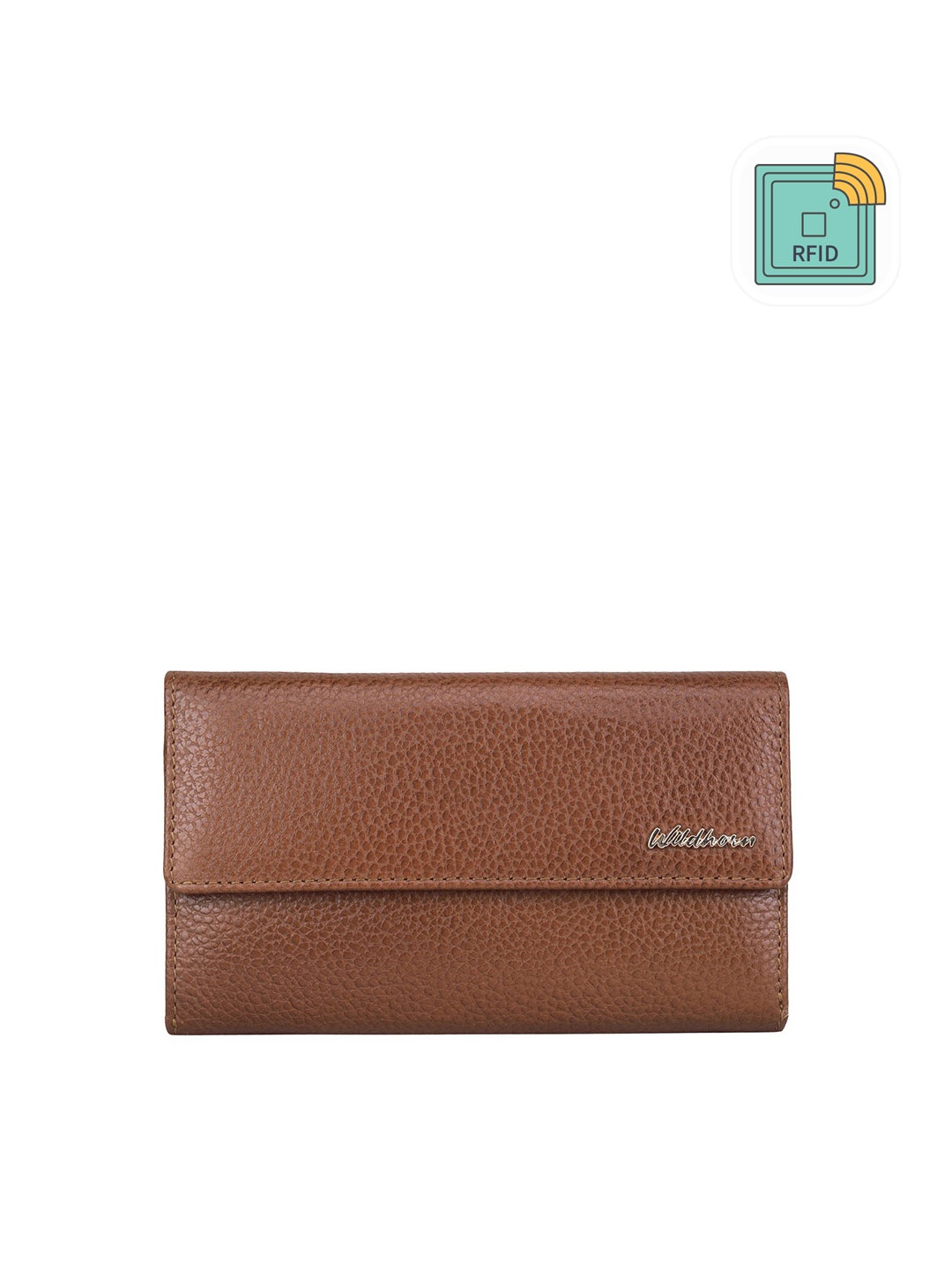 

WildHorn Women Textured Leather RFID Envelope, Brown