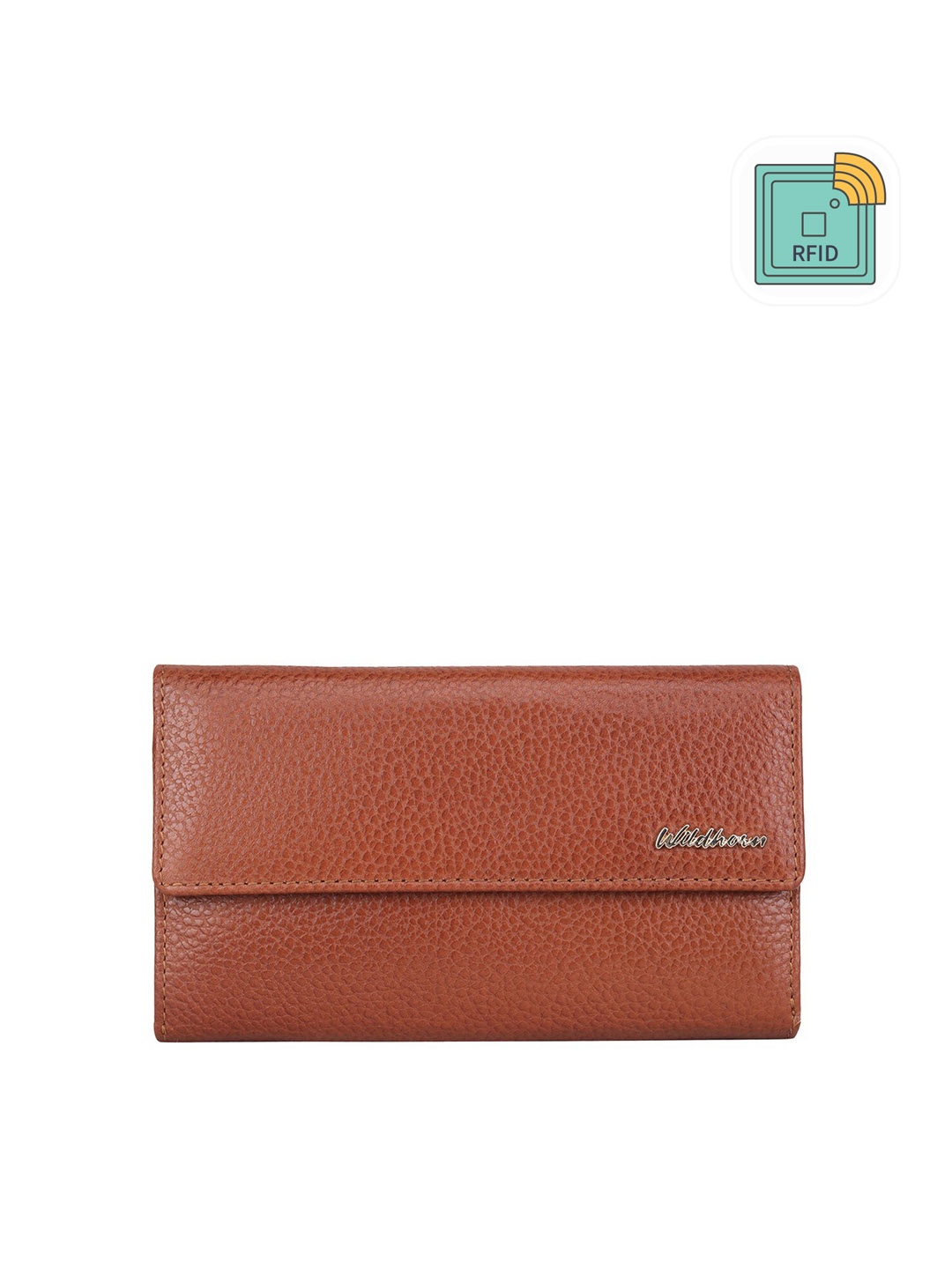 

WildHorn Women Textured Leather RFID Envelope, Tan