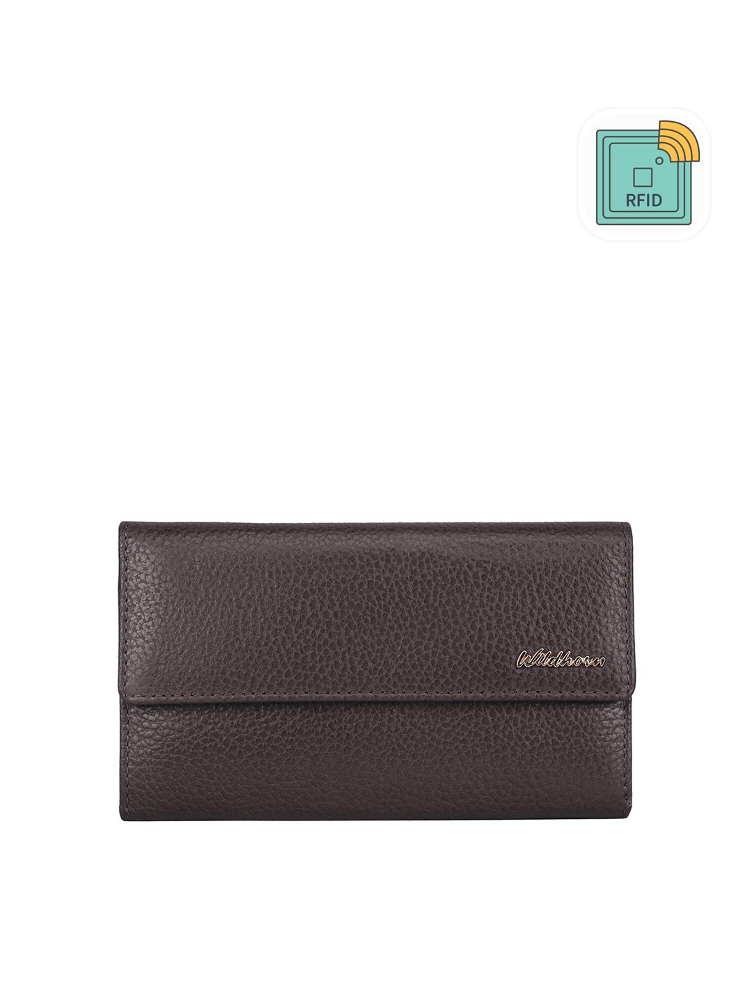 

WildHorn Women Textured Leather RFID Envelope, Coffee brown