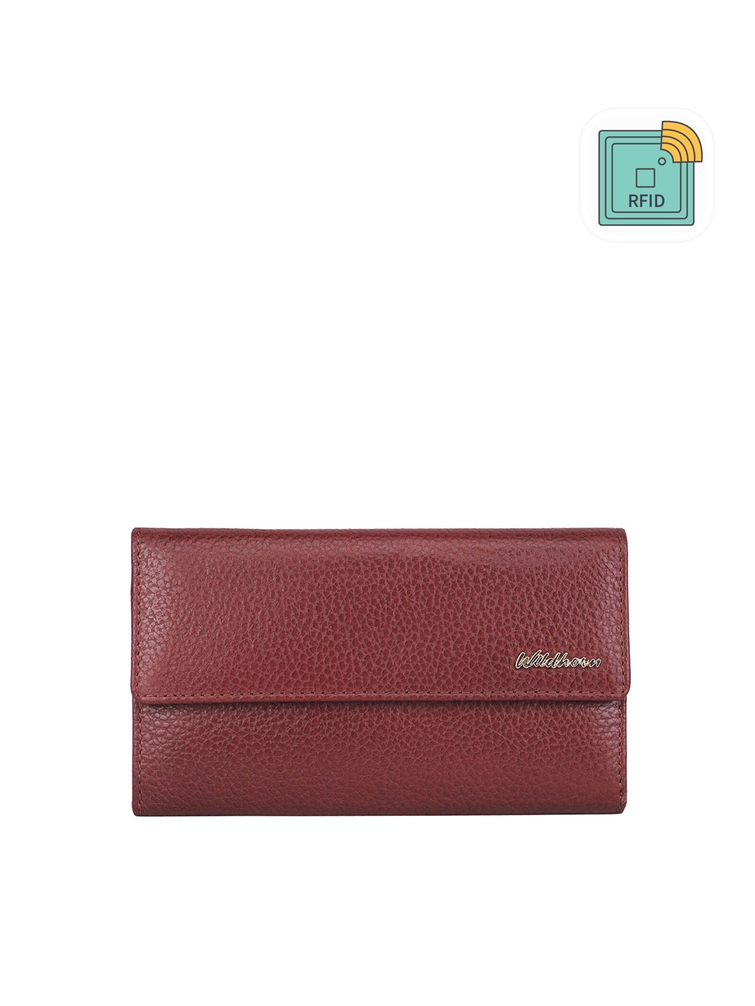 

WildHorn Women Textured Leather RFID Envelope, Maroon