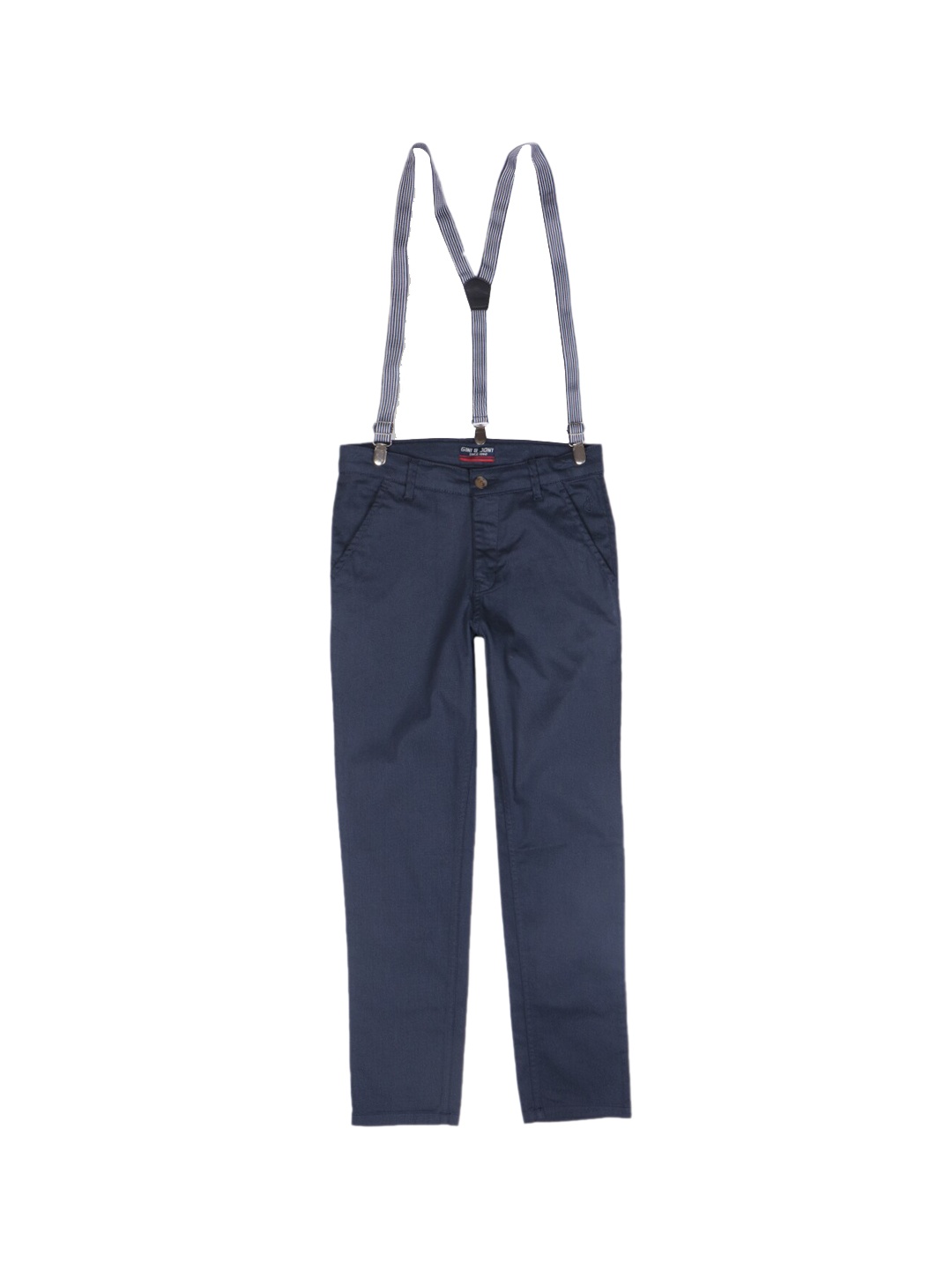 

Gini and Jony Boys Mid-Rise Cotton Trousers With Suspenders, Navy blue