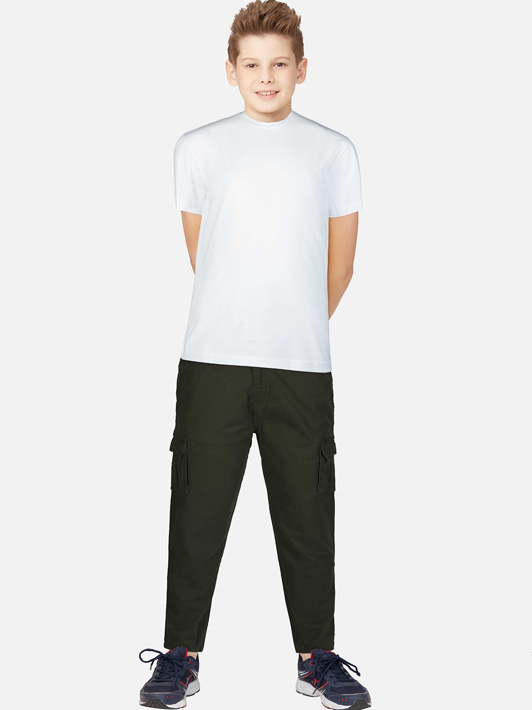 

Gini and Jony Boys Mid-Rise Cotton Cargos, Olive