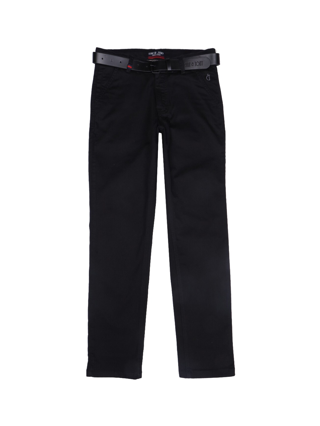 

Gini and Jony Boys Mid-Rise Cotton Chino Trousers With Belt, Black