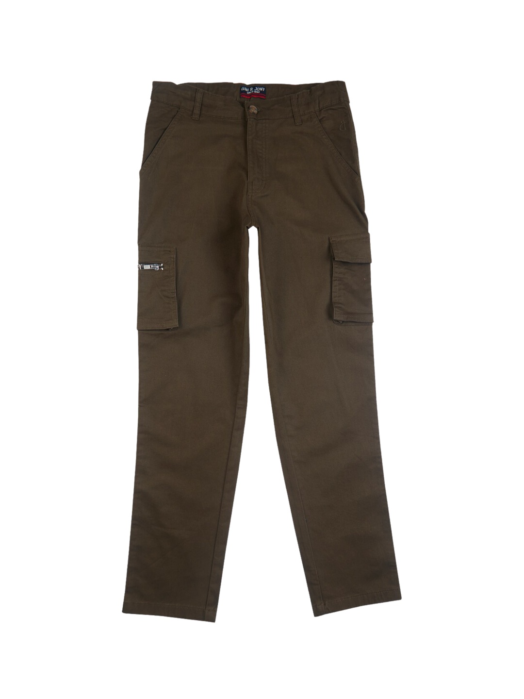 

Gini and Jony Boys Mid-Rise Cotton Cargo Trousers, Brown