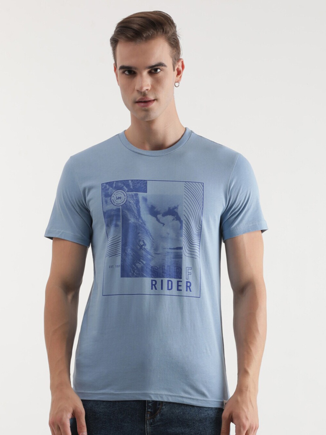 

Lee Graphic Printed Slim Fit Cotton T-shirt, Blue