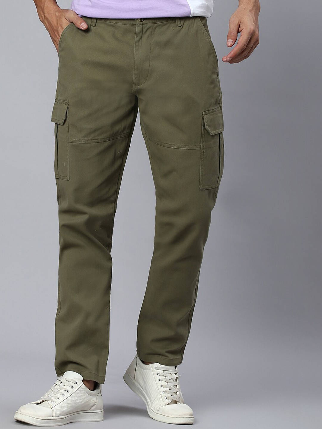 

High Star Men Mid-Rise Cargos, Olive