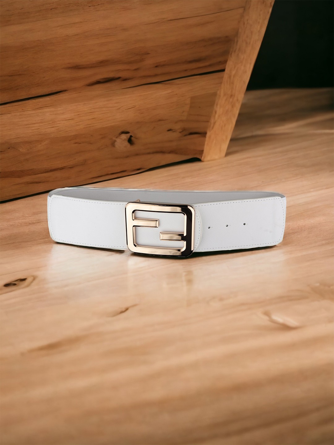 

ZORO Women Push Pin Closure Stretchable Canvas Belt, White