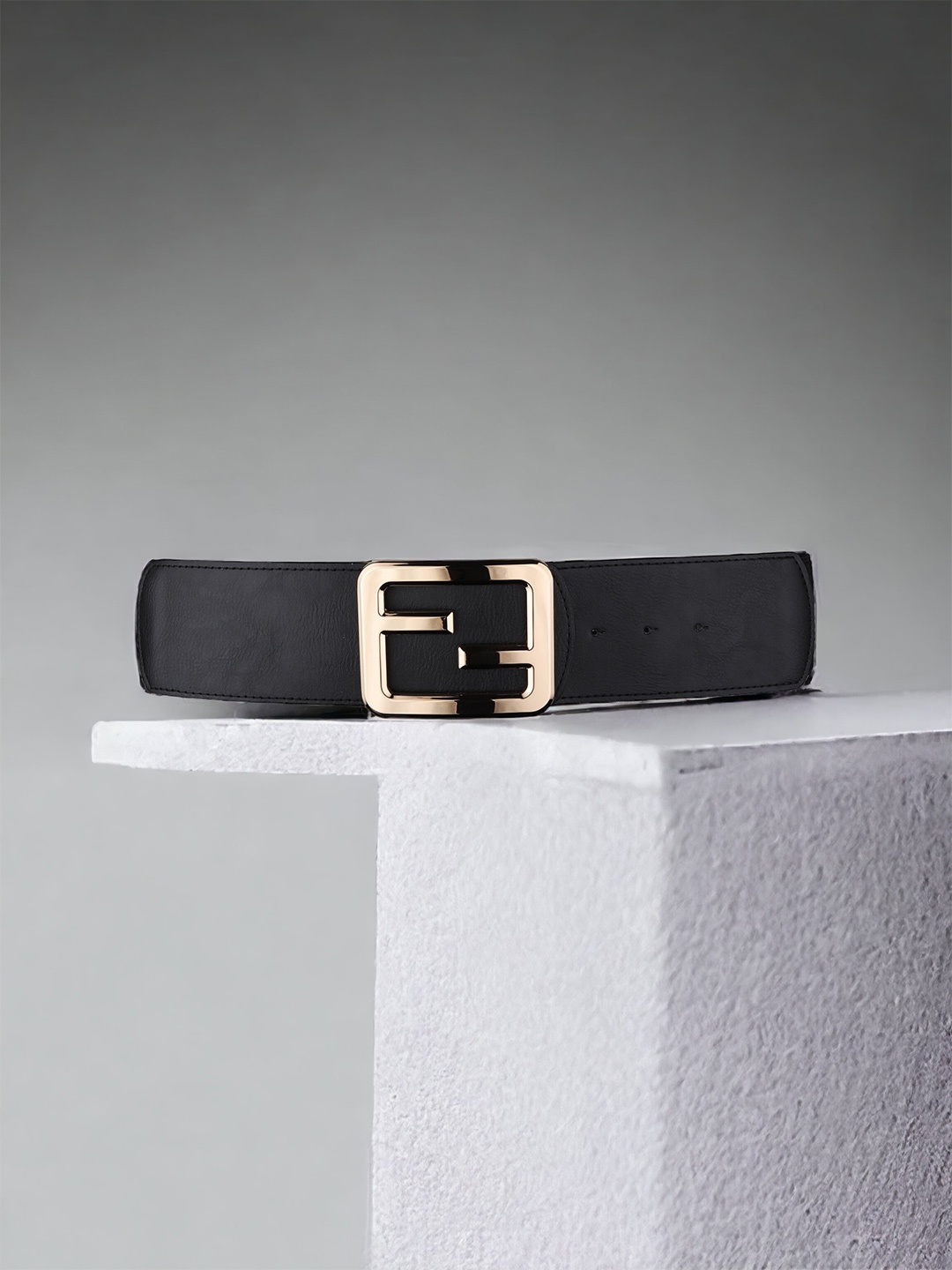 

ZORO Women Push Pin Closure Stretchable Canvas Belt, Black